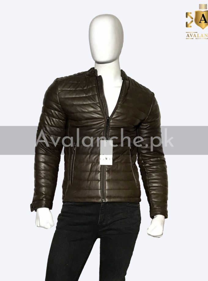 Zara-Faux-Leather-Puffer-Jacket-Brown